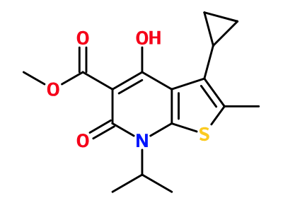 (image for) MCYM0973 Methyl 3-cyclopropyl-4-hydroxy-7-isopropyl-6-oxo-6,7-dihydrothieno[2,3-b]pyridine-5-carboxylate